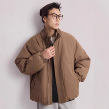 针织拼接立领短款羽绒服男户外挡风保暖休闲夹克外套2025冬季新款