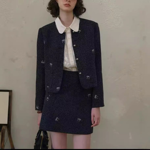 31800 French Vintage Embroidered Butterfly Chanel Style Short Jacket Skirt suit Fashionable Elegant plus size Women's Clothing