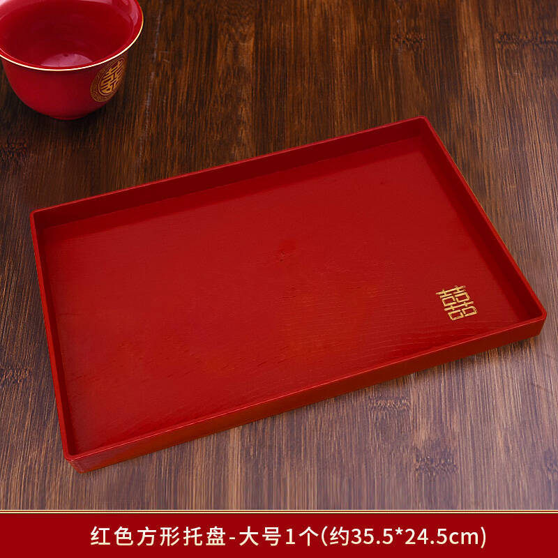 Suministros de la boda bandeja de la boda redonda grande placa roja té boda caramelo placa plato de fruta