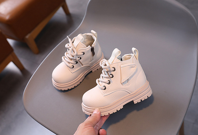 Botas curtas britânicas para meninos e meninas, primavera 2024, sapatos antiderrapantes com sola macia para bebês_voghion.com
