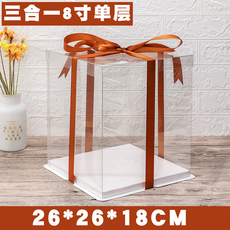 Caja transparente para pastel de cumpleaños, caja de embalaje de 4, 6, 8, 10 y 12 pulgadas, caja de embalaje para regalos y snacks, versión elevada
