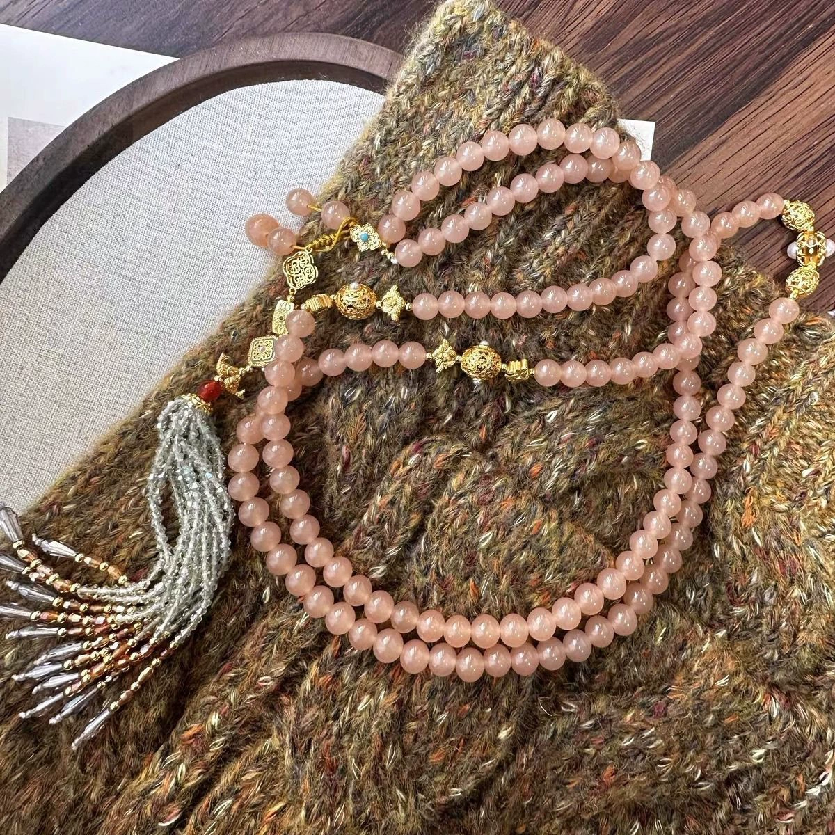 Новое длинное колье по диагонали в китайском стиле