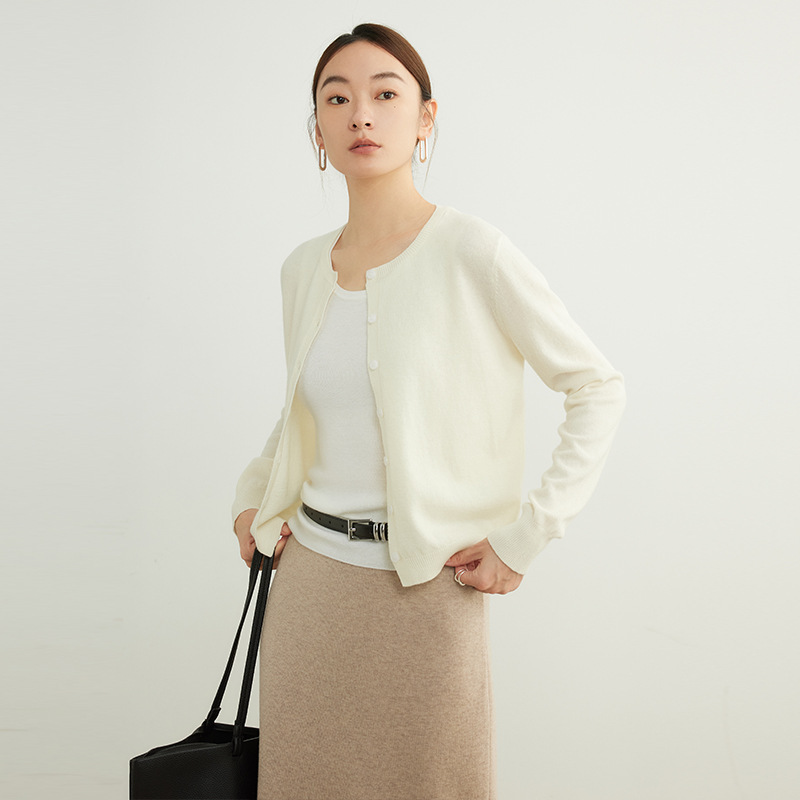 Merino Pure Wool Sweater Top 2026 Early Spring New Women's Knit Cardigan Thin Long-Sleeve Sweater Coat