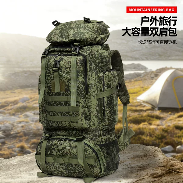 Cross-Border Foreign Trade Waterproof Large-Capacity Backpack Tactical Outdoor Mountaineering Bag Travel Hiking Sports Backpack Wholesale