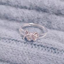 华典银珠宝足银990双线玫瑰花戒指复古简约小众设计百搭