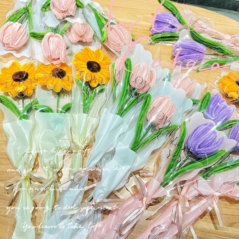 扭扭棒创意花束（满16个送桶）卡通仿真向日葵教师节送人成品花束|undefined