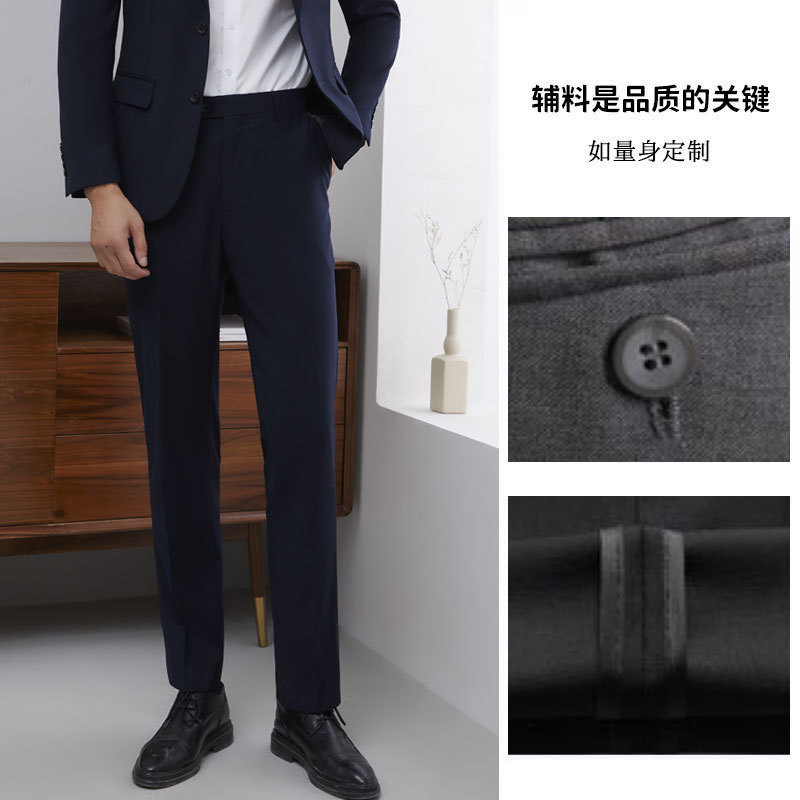 Black Casual Men's Suit Pants Men's High-end Forumsuit Business Professional Straight Pants Hanged Work Long Pants