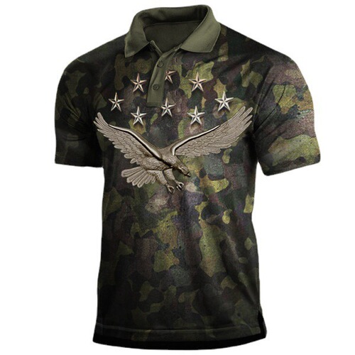 Amazon best-selling multicolored fashionable 3D printed summer loose-fitting casual short-sleeve POLO shirt