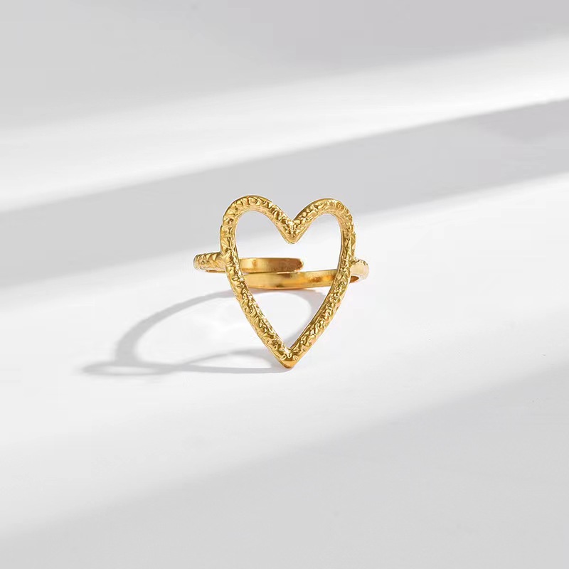 Oval, Heart Shape Pattern Titanium Steel Simple Style Oval Heart Shape Plating Open Rings