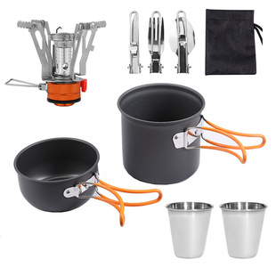 Outdoor Single 101 Pot Set Foldableable Ultra-Light Camping Style Cookware Non-Stick Pot Portable Camping Style Picnic Stove Set