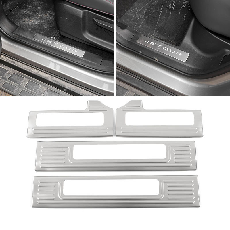 Suitable for Jetour T2 Stainless Steel Threshold Strip Modification, Welcome Pedal, Trunk Guard, Tailgate Traveler