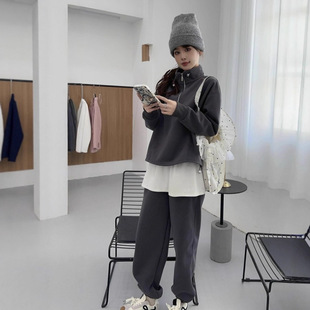 Plus Size Fashion Casual Sports Suit for Women 2025 New Autum Korean Style Slimming Look Elegant Sweatshirt Casual Pants Suit