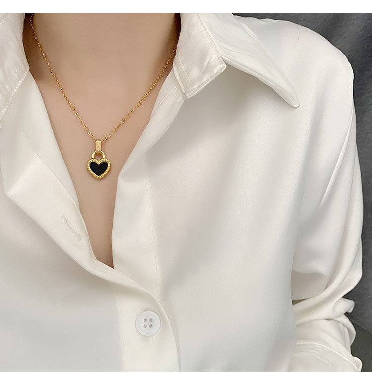 7g Weight Vacuum Plating Gold Plating Process Wholesale Jewelry Fashion Heart Shape Titanium Steel Titanium Steel 18K Gold Plated Gold Plated Pendant Necklace