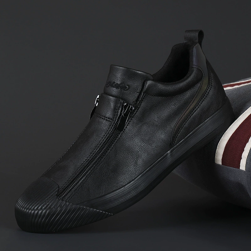 Осень 2024, новая мужская обувь, модная обувь, мужская повседневная обувь с двойной молнией, мужские кроссовки, самая популярная подходящая модная теплая кожаная обувь