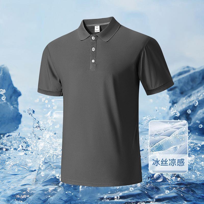 Men's quick-drying ice silk short-sleeved polo shirt, 2025 summer thin casual business high-end top, men's t-shirt