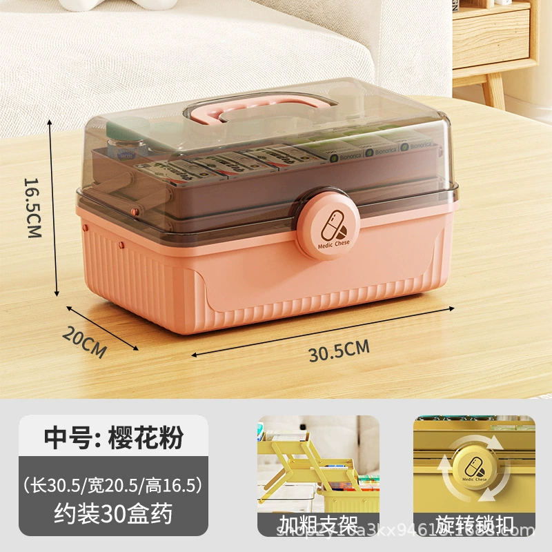 Handheld Storage Box, Extra-Large 3-Layer Portable Organizer with Transparent Lid