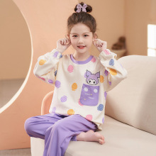 纯棉睡衣女童春秋季2025新款长袖圆领空调家居服套装可爱女孩宝宝