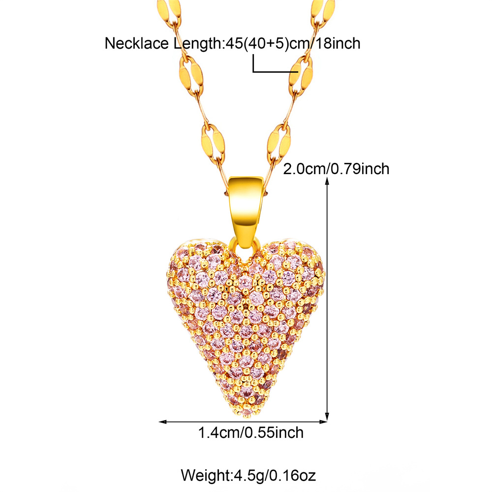 8g Weight Copper Pendant Material Pearl, Zircon Inlay Material Pendant Necklace Classification Copper Chain Material 1 Piece Quantity Holiday, Daily Occasion Copper Material Heart Shape Pattern Unisex Gender Plating, Inlay Design Simple Style, Shiny Style Copper Simple Style Shiny Plating Inlay Heart Shape Pearl Zircon Pendant Necklace 4