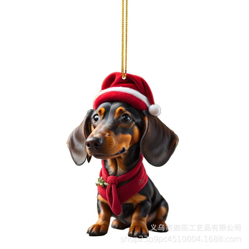 国境を越えた新製品クリスマス装飾品ソーセージ犬ストラップ平面クリスマスツリーストラップクリスマスツリーストラップ|undefined