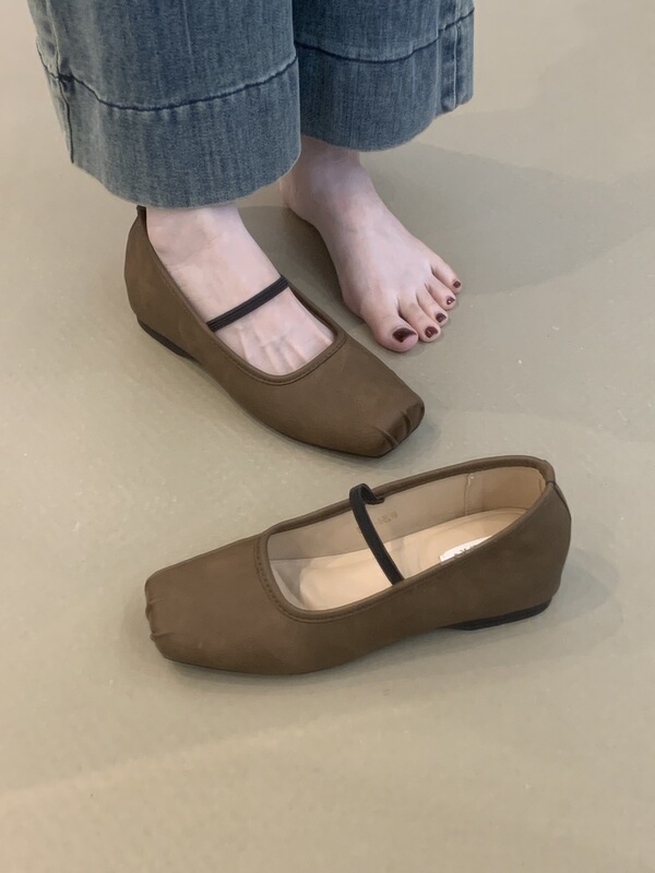 MUKEKe内增高法式复古平底玛丽珍女鞋方头猪鼻子女秋新浅口小单鞋|undefined