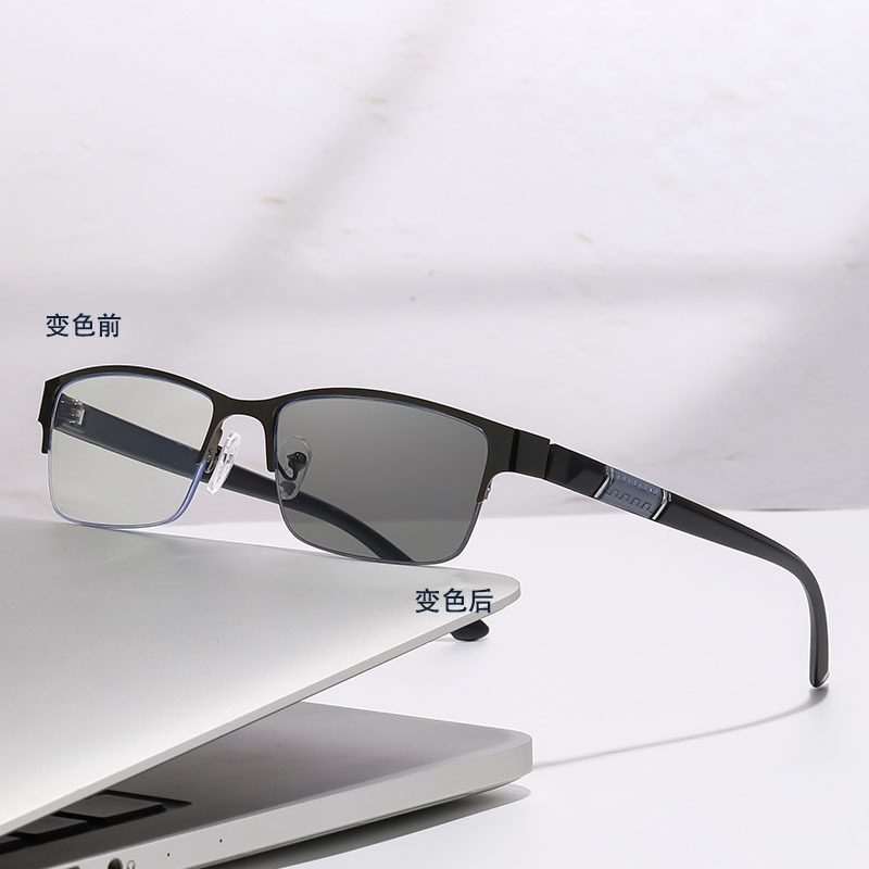 Sensor de luz decolor auto zoom gafas de presbyopia comercial transfronterizo medio marco gafas de presbyopia hombre de edad media y vieja