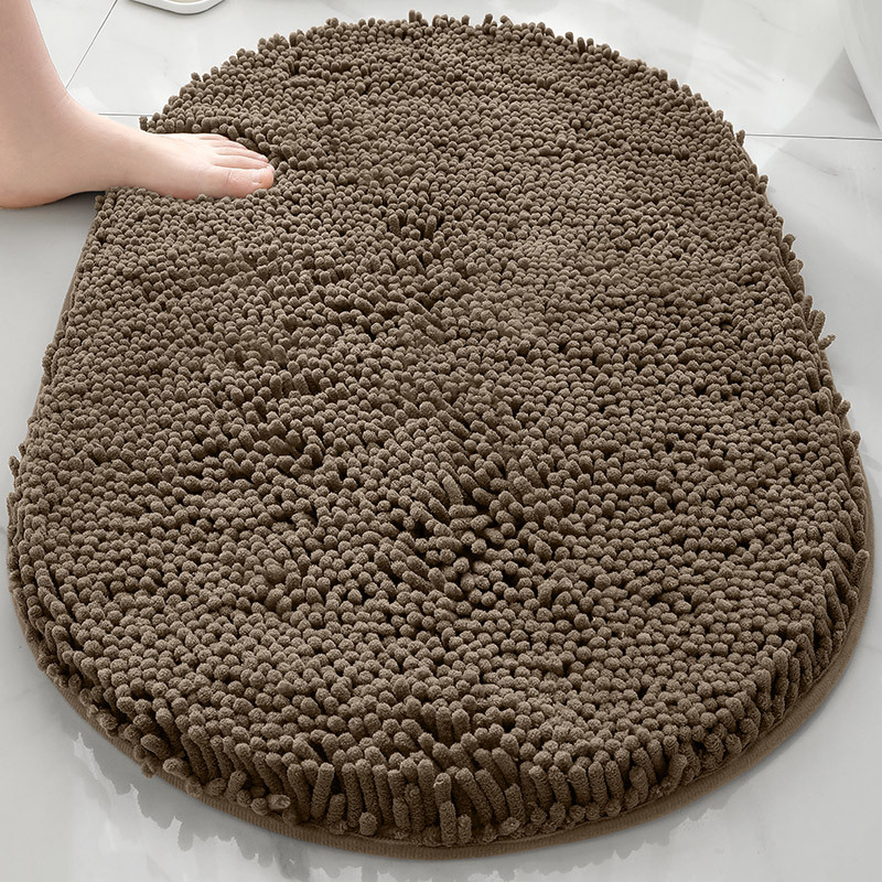Alfombra absorbente de baño de chenilla ovalada Alfombra de pie de puerta de baño Alfombra antideslizante de entrada de baño Alfombra de dormitorio