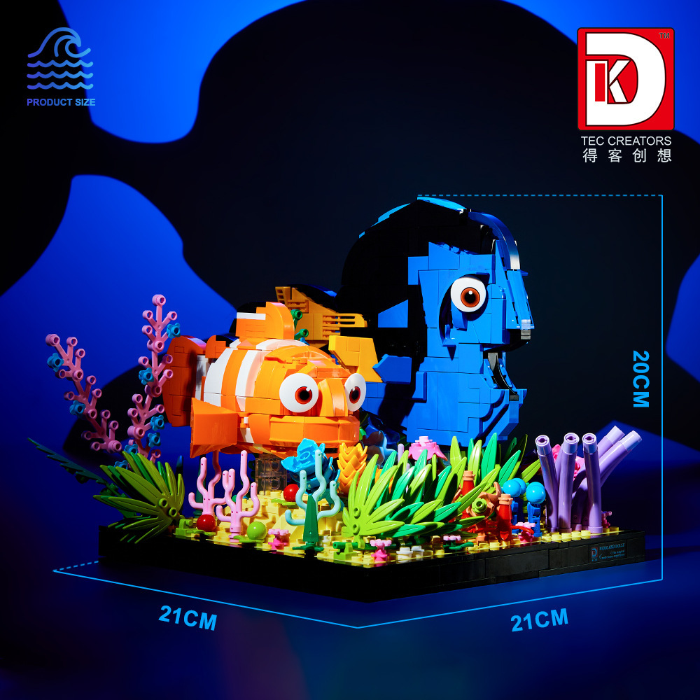Nemo 7002 및 Dodolly Aquarium 생태 작은 입자 빌딩 블록 조립 선물 레고와 호환 가능