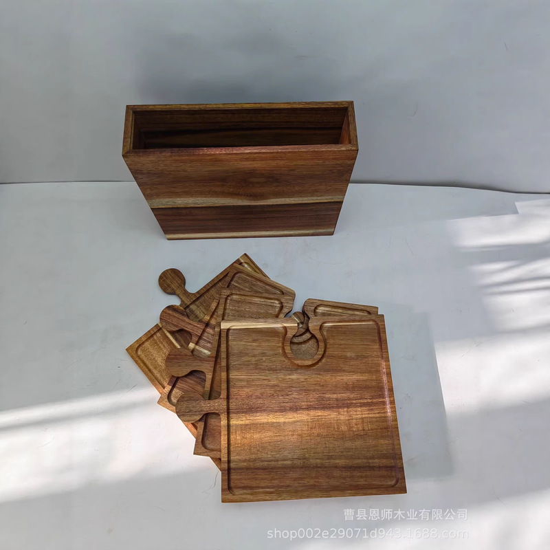 Cross-Border Snack Tray Acacia Wood Tray Dessert Tray Platter Wooden Tray Wooden Tray Set Four-Piece Set Tray Cross-Border Snack Tray Acacia Wood Tray Dessert Tray Platter Wooden Tray Wooden Tray Set Four-Piece Set Tray