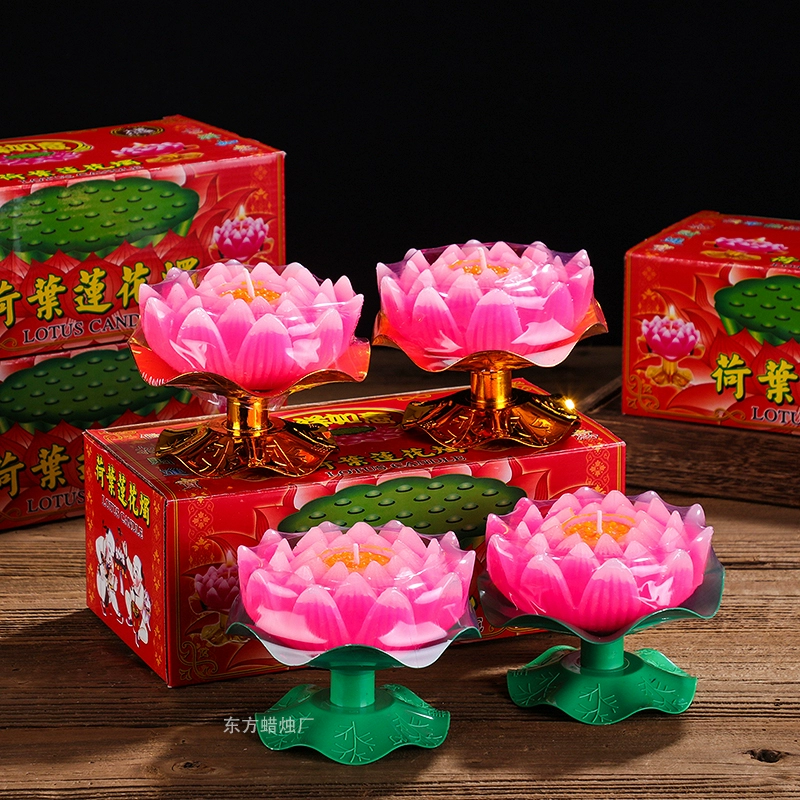 Лампа-свеча в форме лотоса, оптовая цена за коробку, красный плавающий лотос, восковая лампа для праздников, лампа для дня рождения Будды, вечная лампа для дома от производителя