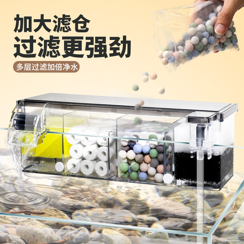 Filtro de acuario pequeño con bomba de circulación de agua, purificación de agua, tres en uno, oxigenación externa y filtración superior para acuarios.