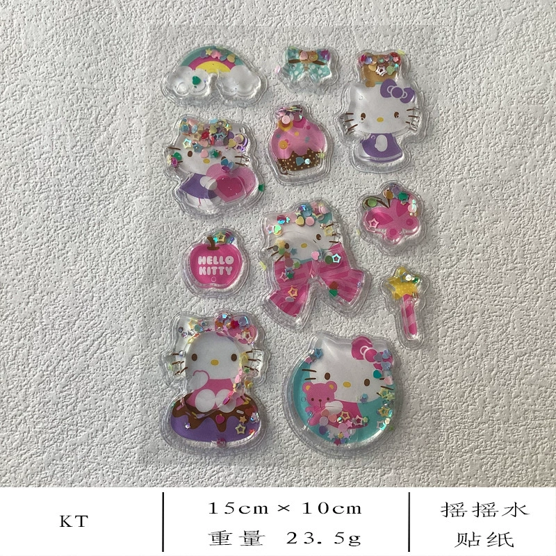 Стрикеры для воды с рисунком Hello Kitty (Sanrio) 3D кристальная пузырьковая декоративная наклейка, 15×10 см, милые цвета