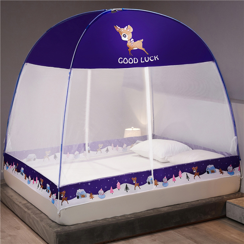 2023 nueva instalación-libre anti-Mosquito a prueba de polvo bolsa mongol impresa mosquitera dibujos animados anti-mosquito 1,5 m 1,2 m 1,8 M