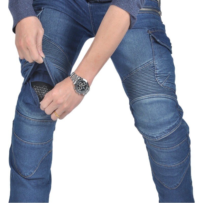 Volero motocicleta pantalones vaqueros cuatro cremallera vintage caída-resistente motocicleta pantalones Kevlar resistente a la rotura pantalones de montar