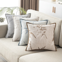 国风雪尼尔抱枕轻奢靠枕沙发客厅蓝色高级靠背垫方形靠垫中式靠背