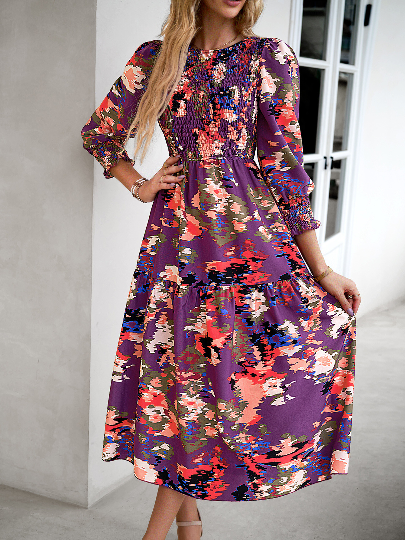 Long Sleeve Floral Dresses Bigersell Women Floral Midi Dresses