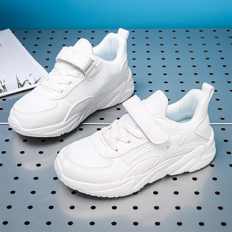 Zapatos blancos del campus para niñas zapatos deportivos para niños con cuero cómodo para niños zapatos de correr con malla transpirable con suela suave zapatos de papá