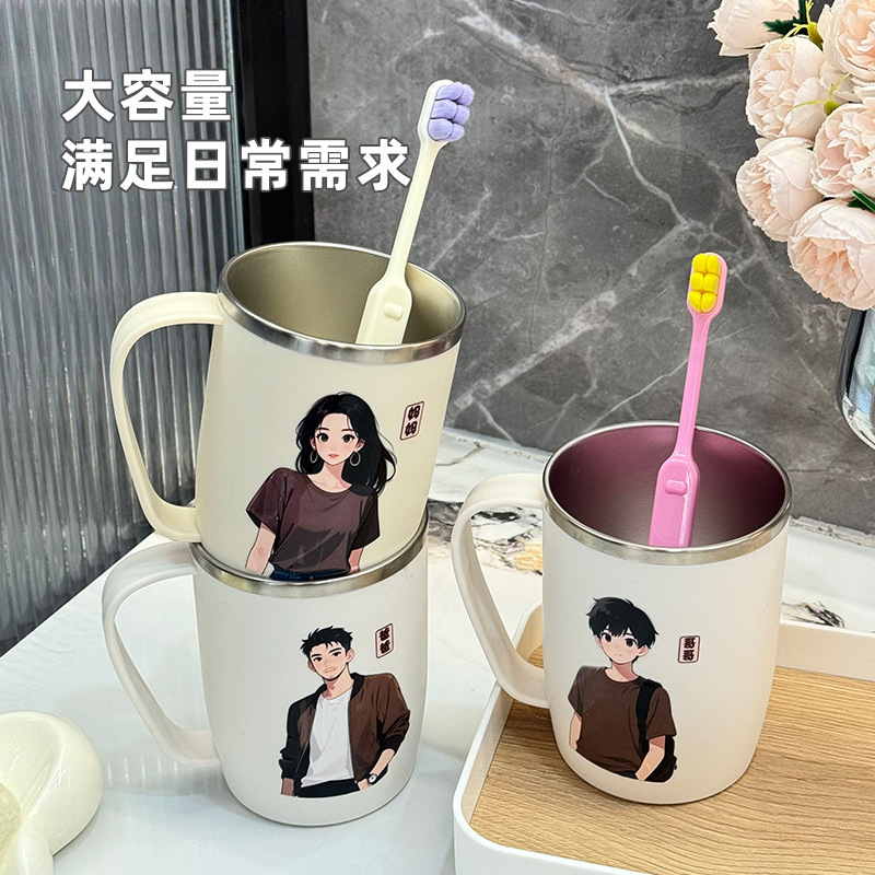 3人家族用ステンレス製マウスウォッシュカップ、4人家族用歯磨きカップ、学生用歯ブラシカップ、ウォッシュカップ、歯ブラシ、ファミリーパック|undefined
