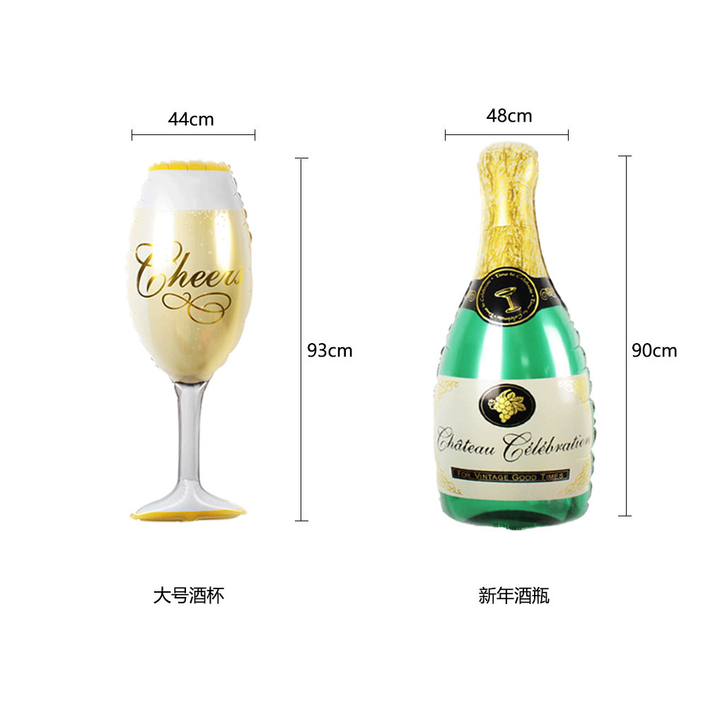 2023 Año Nuevo traje de globo Año Nuevo carta copa de vino botella de vino Año Nuevo fiesta decoración Año Nuevo Reunión Anual Traje de globo