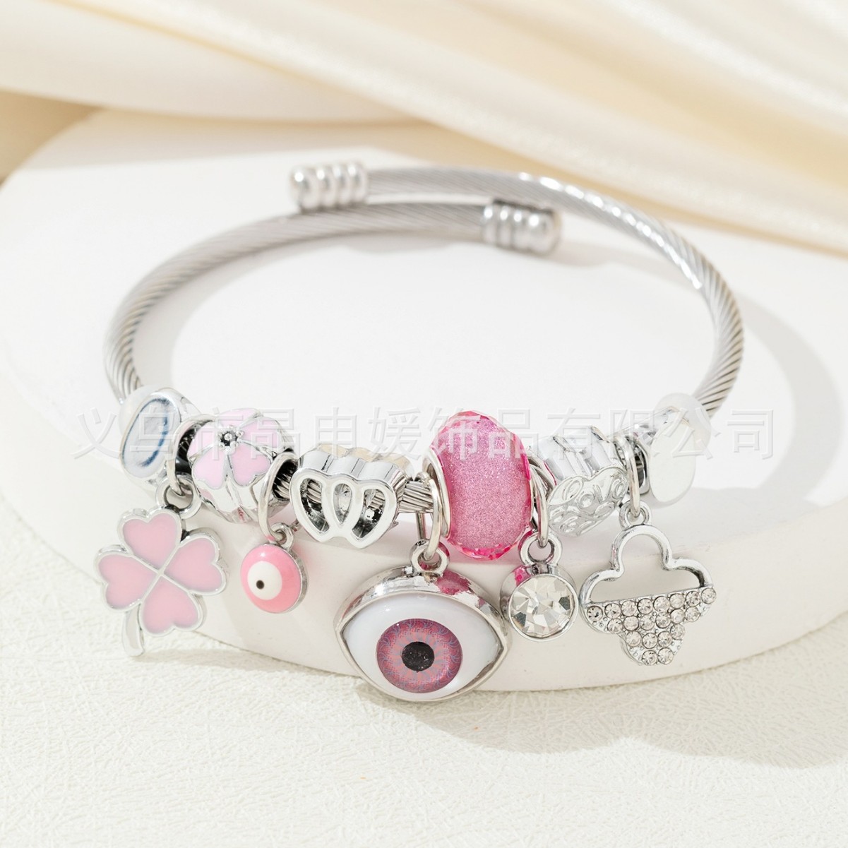 Brazalete Pan Jia, brazalete de explosión transfronteriza, diamante de diamante, ojo del demonio, mano de Dios, joyas de moda de amor de cuatro hojas image 5