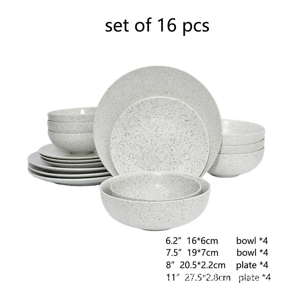 Ceramic black plates bowl dinnerware Set of 4 set de 16 piezas