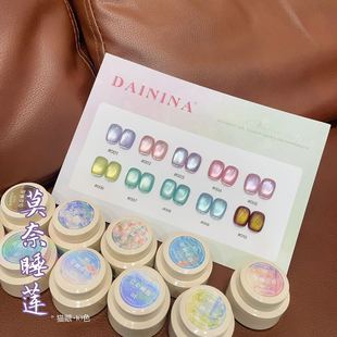 2025 spring and summer popular Monet water lily glass beads cat's eye nail polish gel canned fine flash phototherapy glue nail salon special