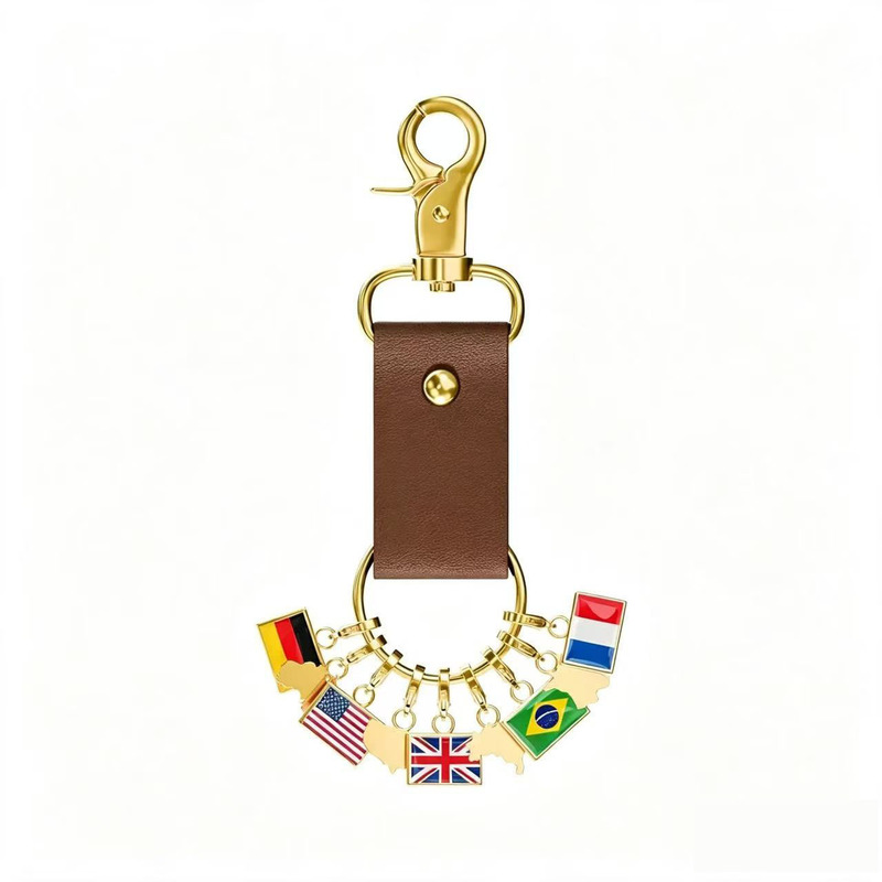 2026 Hot-Selling Exquisite National Flag Square Pendant with Lobster Clasp DIY Handmade Gift Decorative Keychain