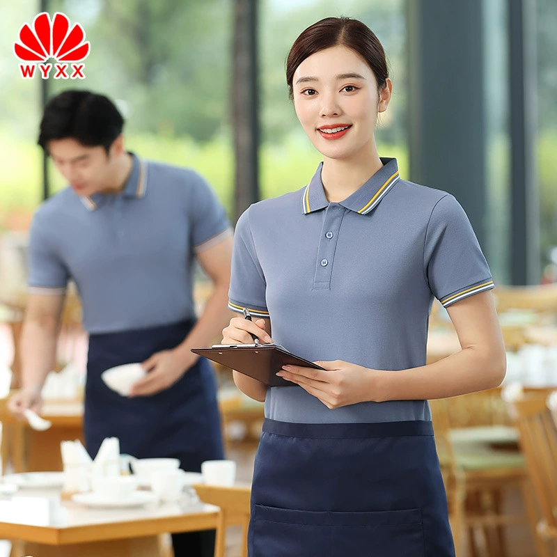 Рубашка поло Футболка с короткими рукавами Групповая рабочая одежда Кейтеринг Hotpot Ресторан Официант Одежда для уборки Дышащая тонкая