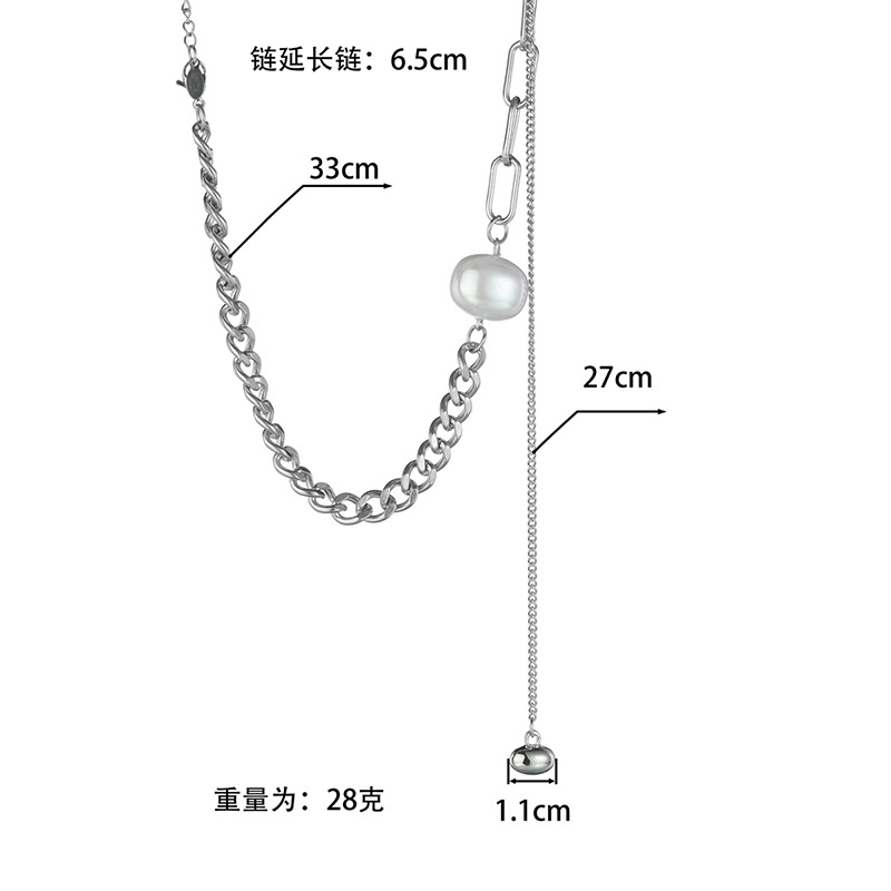 Einfache Dicke Hohle Kette Perlennaht Quaste Edelstahl Halskette Großhandel Nihaojewelry display picture 2