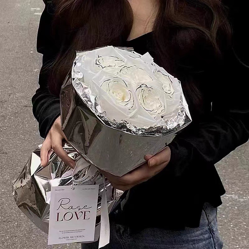 Lizgiran impermeable OPP ramo de flores papel de embalaje papel de aluminio papel de espejo de metal brillante papel reflectante impermeable