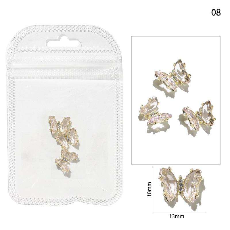 Accesorios de mariposa de uñas aurora uñas joyas de metal accesorios de uñas joyas de diamantes de imitación de uñas joyas pequeñas