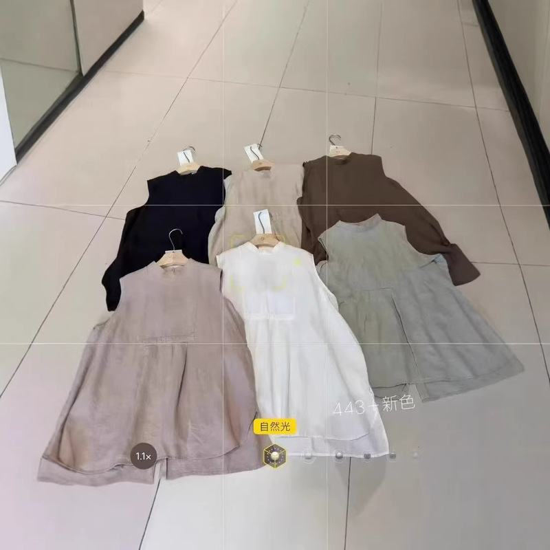 Summer New High-End Designer Style Hemp Flowy Versatile Sleeveless Blouse for Women, Fashionable and Elegant with Slit Hem Summer New High-End Designer Style Hemp Flowy Versatile Sleeveless Blouse for Women, Fashionable and Elegant with Slit Hem