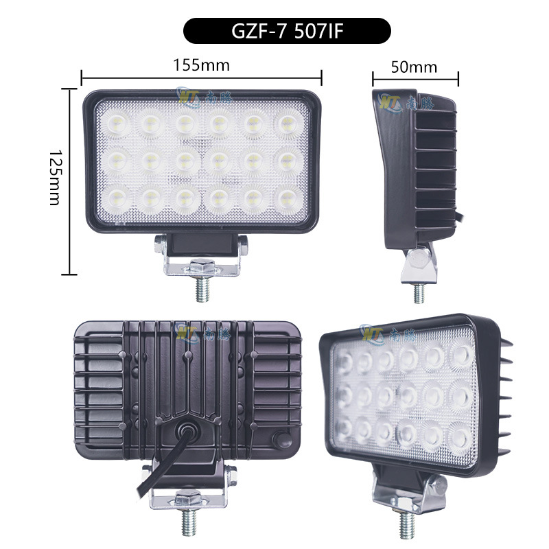 Luz de trabajo de alto brillo resistente a las vibraciones 18 luces de trabajo LED cuadradas de perlas excavadoras cargadoras de carretillas elevadoras faros de iluminación image 5