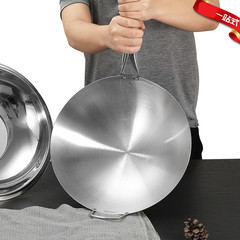 Stainless steel single handle wok wooden handle wok round bottom steel pot old-fashioned wok uncoated cooking pot gas stove