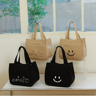 Canvas Lunch Box Bag, Handbag, Simple Three-Dimensional Bag for Commuting, Thickened Lunch Bag for Commuting, Lunch Bag for Mom When Going Out
